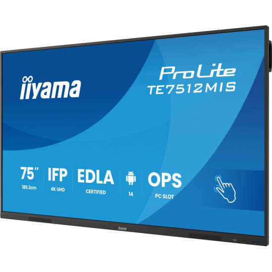 Monitor 75 cali TE7512MIS-B4AG  40pkt,IPS,4K,24/7,7H,                ANDROID 14, RK3576, 8/128GB, EDLA, Essential 