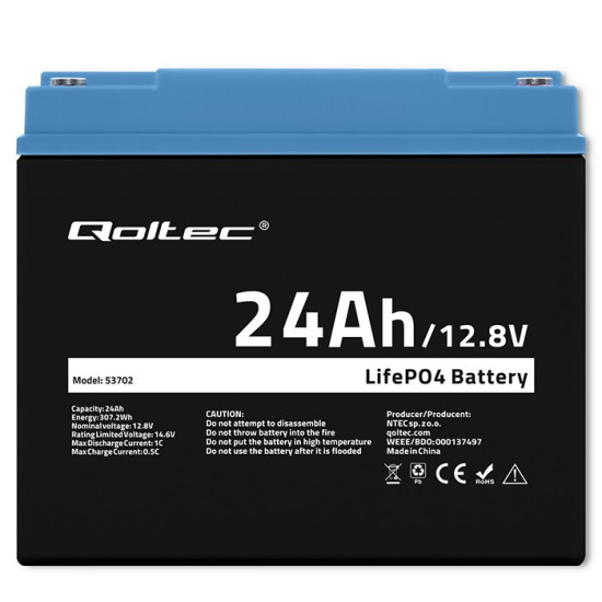 Akumulator LiFePO4 Litowo-Żelazowo-Fosforanowy | 12.8V | 24Ah |  307.2Wh | BMS 