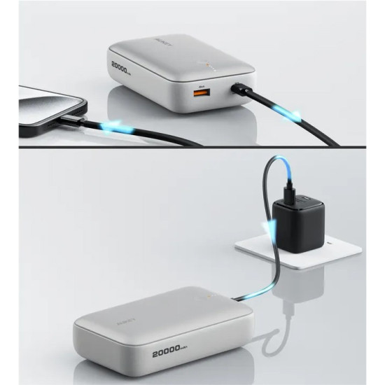 PB-Y57 White Mini PowerBank | 20000mAh | 22.5W | 2xUSB | PD 3.0 QC 3.0 LED