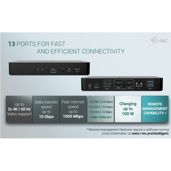 Stacja dokująca Universal Intelligent Dual Display Docking Station Power  Delivery 100W 