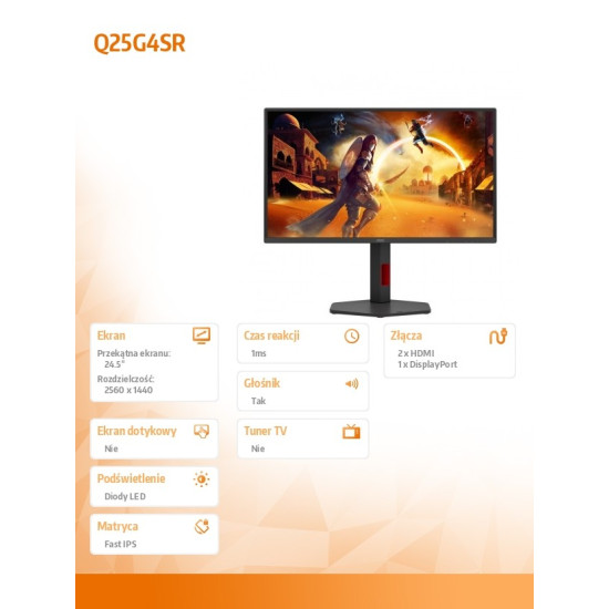 Monitor Q25G4SR 24.5 cala Fast IPS 300Hz HDMIx2 DP Pivot Głośniki