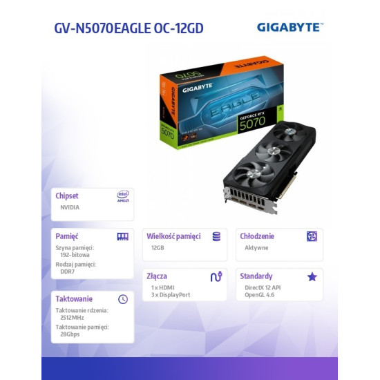 Karta graficzna GeForce RTX 5070 EAGLE OC  SSF 12GB 192bit HDMI 