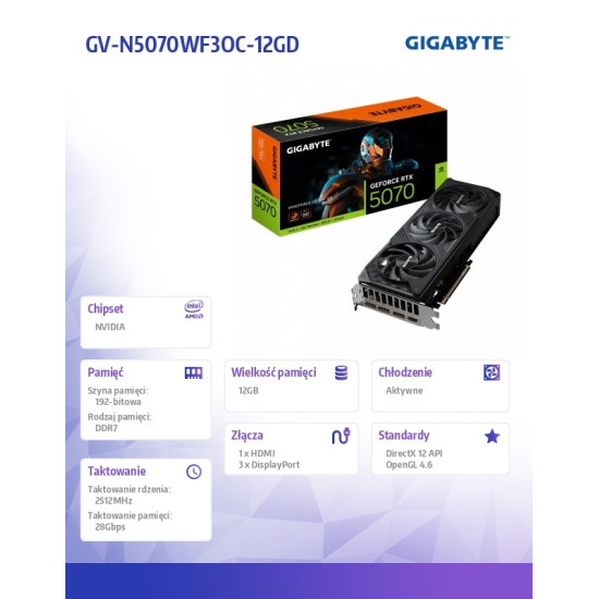 Karta graficzna GeForce RTX 5070 WINDFO FORCE OC SFF 12G 192BIT 