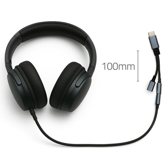 Adapter USB-C 2w1 | USB-C | Jack 3.5mm | PD 15W | 10cm 