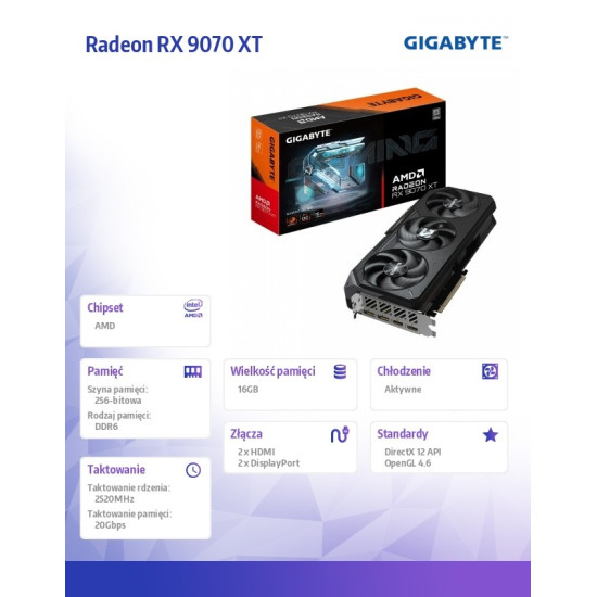 Karta graficzna Radeon RX 9070 XT GAMING OC 16GB  GDDR6 256bit 2DP/2HDMI