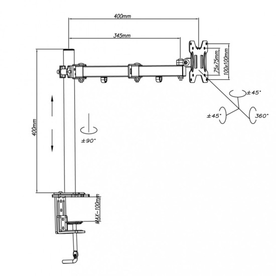 Uchwyt biurkowy do 1 moniotora LED/LCD 13-32 cale 8kg L-01XS  