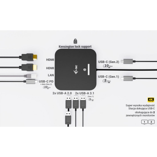 Stacja dokująca USB-C Dual HDMI Power Delivery 100W 