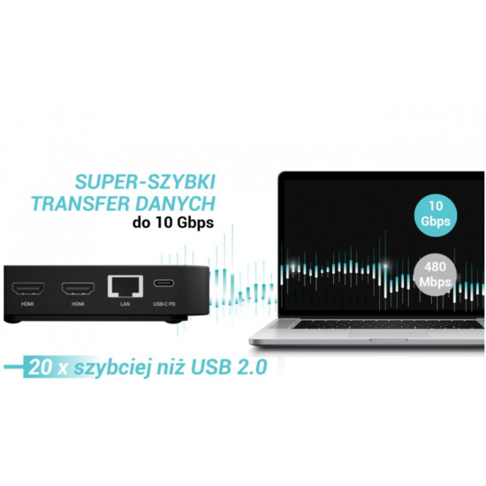 Stacja dokująca USB-C DP Dual HDMI Power Delivery 100W 