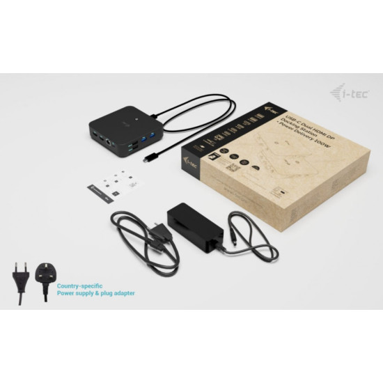 Stacja dokująca USB-C DP Dual HDMI Power Delivery 100W + Uniwersalna Ładowarka 100W 