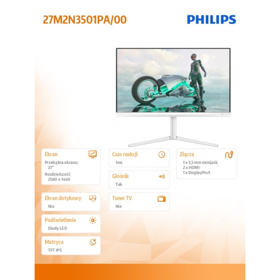 Monitor 27M2N3501PA 27 cali IPS 260Hz HDMIx2 DP Pivot Głośniki 