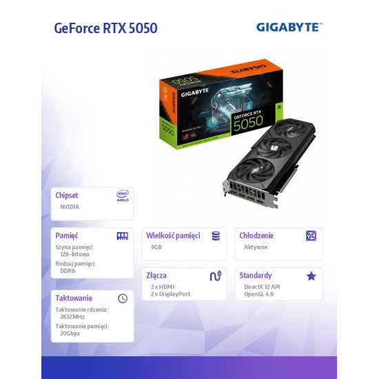 Karta graficzna GeForce RTX 5050 8G GAMING OC 8GB GDDR6 128BIT 2DP/2HDMI