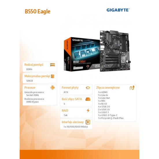 Płyta główna B550 EAGLE AM4 4DDR4 HDMI ATX