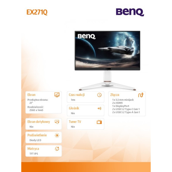 Monitor 27 cali EX271Q 2K IPS IPS/180Hz/2K/Gaming 