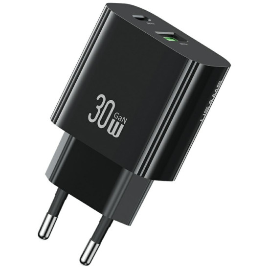 Ładowarka sieciowa 30W 1xUSB-C 1xUSB-A Fast czarging Czarna 