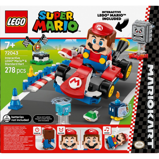 Klocki Super Mario 72043 Mario Kart - Interaktywna figurka LEGO Mario i Standard Kart 
