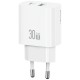 Ładowarka sieciowa 30W 1xUSB-C 1xUSB-A Fast charging Biała 