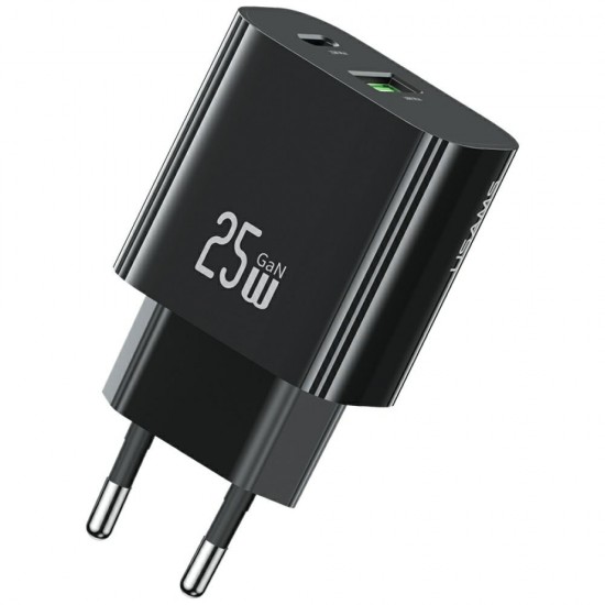 Ładowarka sieciowa 25W 1xUSB-C 1xUSB-A Fast Charging Czarna 