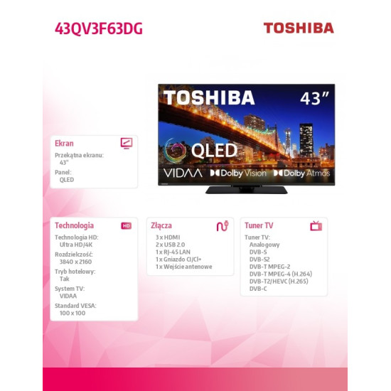 Telewizor QLED 43 cale 43QV3F63DG 