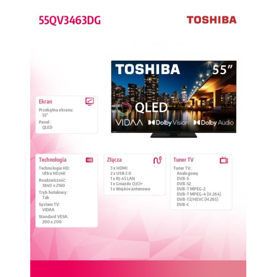 Telewizor QLED 55 cali 55QV3463DG 