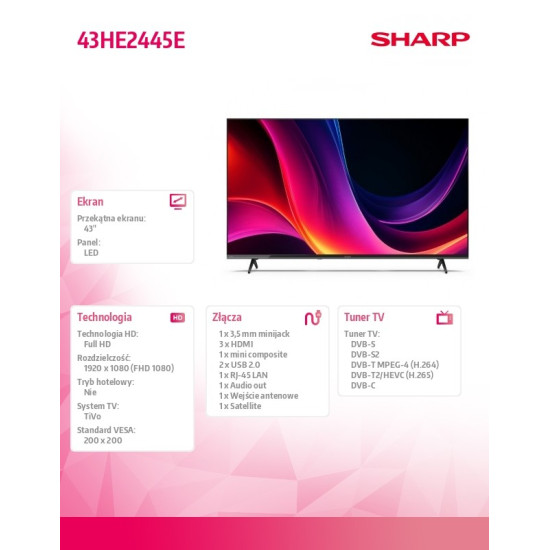 Telewizor LED 43 cale 43HE2445E 