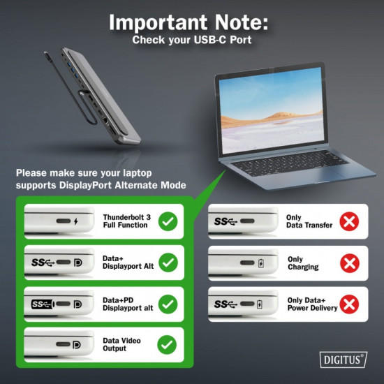 Stacja dokująca USB-C 12 portowa, max. 8K/30Hz z HDR, HDMI, DP, max. 3 monitory (MST), USB-C 3.2 Gen2, Gigabit Ethernet, SD/Micro SD, PD 100W