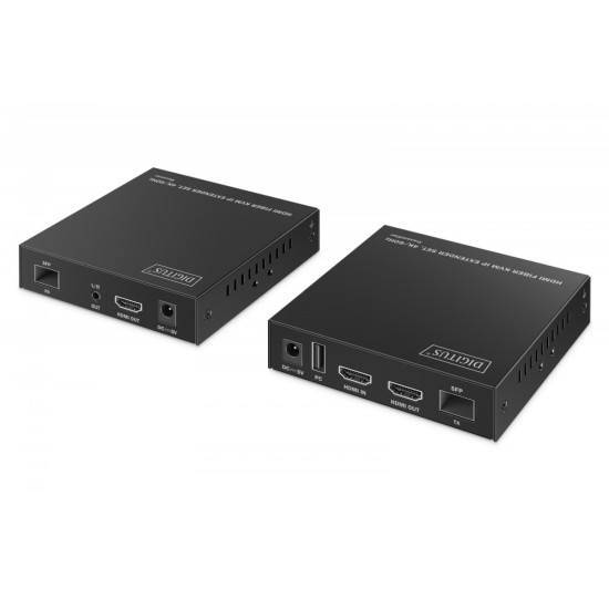 Przedłużacz (extender) światłowodowy HDMI 4K/60Hz z KVM USB 1.1 przez IP 1G lub do 40km/300m, max. 253 odbiorniki, HDMI Loop-Out, Audio - zestaw