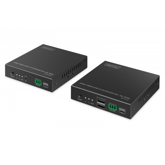Przedłużacz (extender) światłowodowy HDMI 4K/60Hz z KVM USB 1.1 przez IP 1G lub do 40km/300m, max. 253 odbiorniki, HDMI Loop-Out, Audio - zestaw