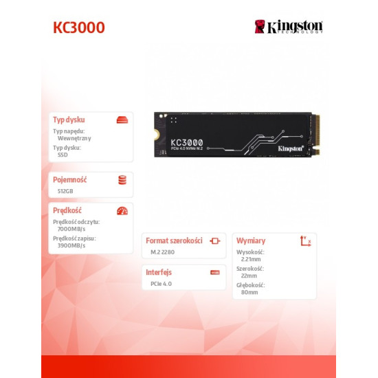 Dysk SSD KC3000 512GB PCIe 4.0 NVMe M.2