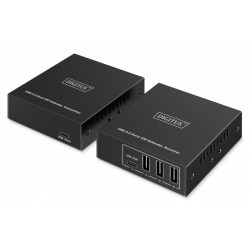 Przedłużacz (extender) po skrętce kat.6A  USB 3.1 Gen1 do 100m, 3x USB-A, 1x USB-C do 5 Gbps, 1x RJ45 (Gigabit Ethernet) - zestaw (odbiornik/nadajnik)