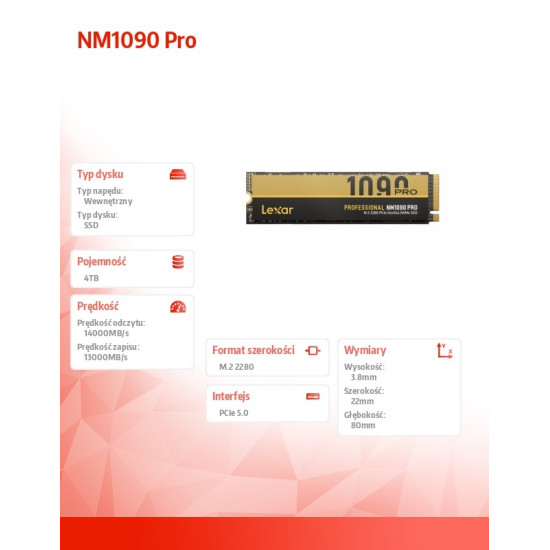 Dysk SSD NM1090 Pro 4TB Gen5 14000/13000 Radiator