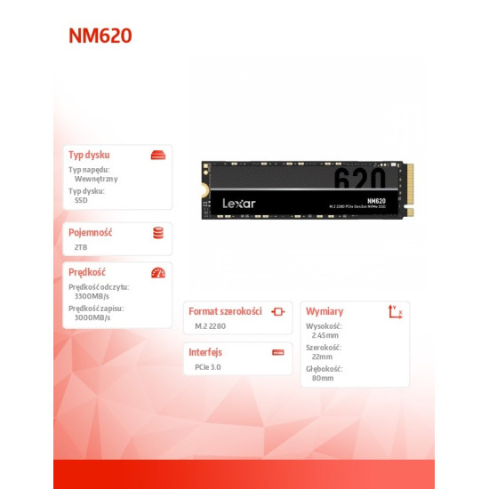 Dysk SSD NM620 2TB NVMe M.2 2280 3300/3000MB/s