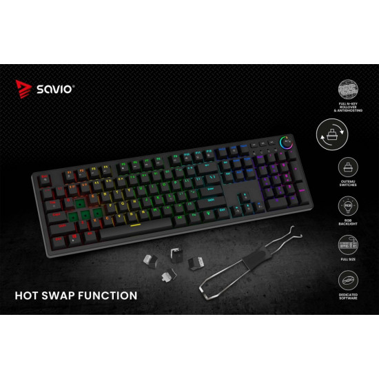 Klawiatura mechaniczna STYX Outemu Red, Hot Swap, RGB