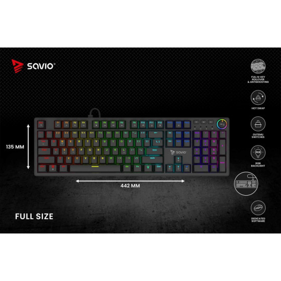 Klawiatura mechaniczna STYX Outemu Red, Hot Swap, RGB