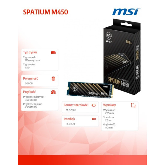 Dysk SSD SPATIUM M450 500GB M.2 PCIe 4.0 3600/2300MB/s