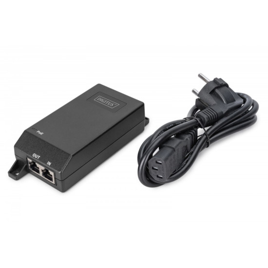 Zasilacz/Adapter PoE+ 802.3at aktywny max. 55V 30W 10/100/1000Mbps, transmisja do 100m