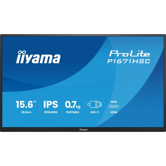 Monitor 15.6 cala P1671HSC-B1 IPS,FHD,miniHDMI,2xUSBC,250cd,8ms,2x1W,  0,7kg