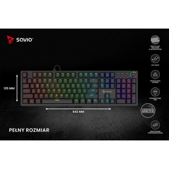 Klawiatura mechaniczna STYX Outemu Brown, Hot Swap, RGB