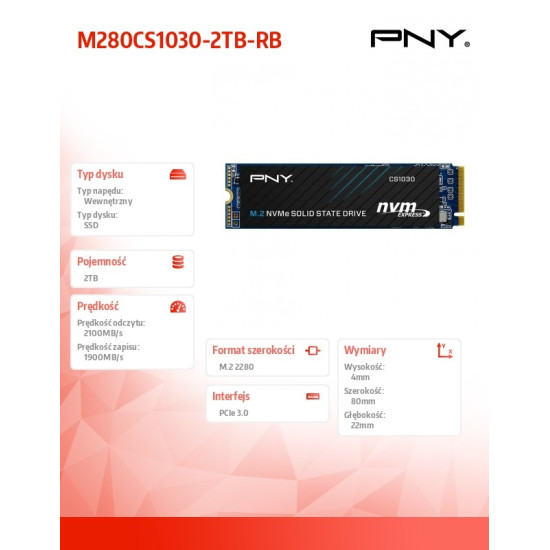 Dysk SSD 2TB M.2 2280 PCIe CS1030 M280CS1030-2TB-RB