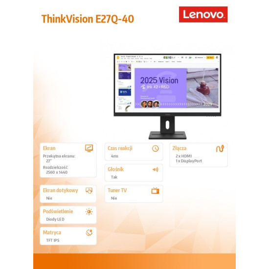 Monitor ThinkVision E27Q-40 27 cali 64BDGAT4EU 