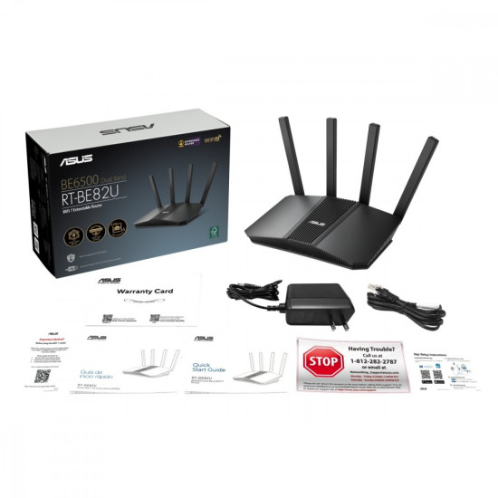 Router RT-BE82U WiFi 7 Dual-Band Extendable Router, 4K-QAM, MLO, Five 2.5GbE ports 