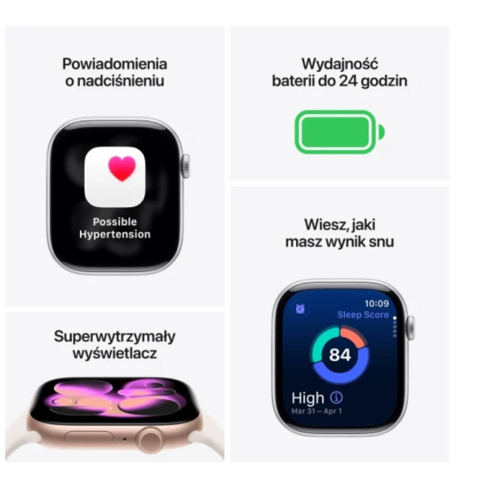 Watch Series 11 GPS+Cellular koperta 42 mm z aluminium w kolorze gwiezdnej szarości, pasek sportowy w kolorze czarnym - rozmiar M/L