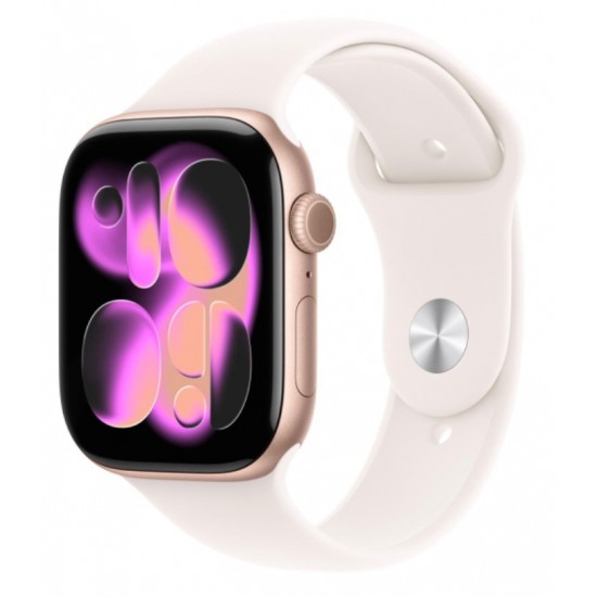 Watch Series 11 GPS+Cellular, koperta 42 mm z aluminium w kolorze różowego złota, pasek sportowy w kolorze łagodnego różu - rozmiar M/L