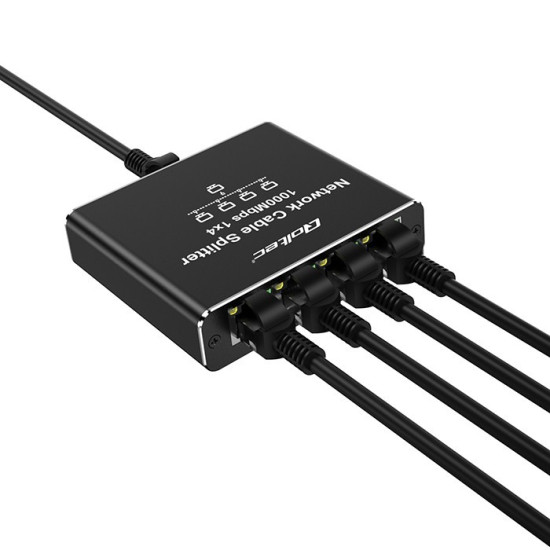 Rozdzielacz splitter Ethernet  mini SWITCH 1x4 RJ45 | 1000Mb/s | USB-C | Aluminium 