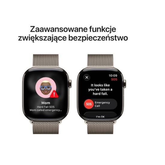 Watch Series 11 GPS + Cellular koperta 42 mm z tytanu w kolorze naturalnym, bransoleta mediolańska w kolorze naturalnym