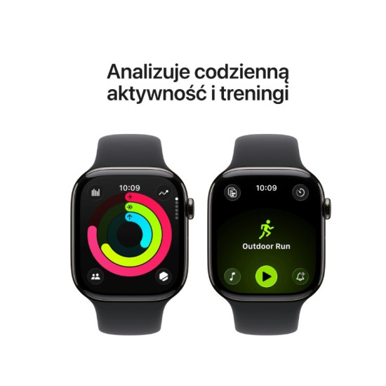 Watch Series 11 GPS + Cellular, koperta 42 mm z tytanu w kolorze łupku, pasek sportowy w kolorze czarnym - rozmiar S/M