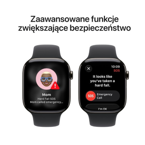 Watch Series 11 GPS + Cellular, koperta 42 mm z tytanu w kolorze łupku, pasek sportowy w kolorze czarnym - rozmiar S/M