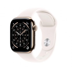 Watch Series 11 GPS + Cellular koperta 42 mm z tytanu w kolorze złotym, pasek sportowy w kolorze łagodnego różu - rozmiar S/M