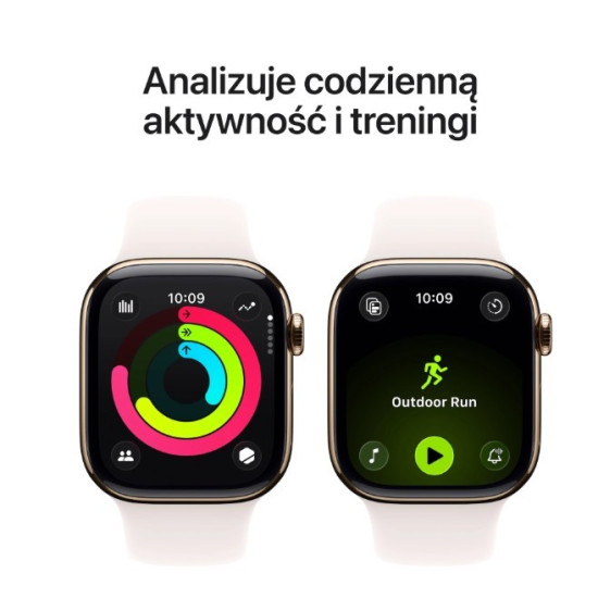 Watch Series 11 GPS + Cellular koperta 42 mm z tytanu w kolorze złotym, pasek sportowy w kolorze łagodnego różu - rozmiar S/M