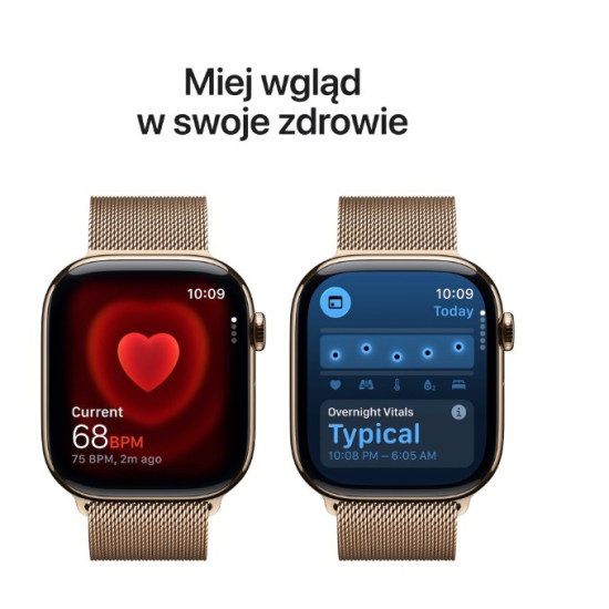 Watch Series 11 GPS + Cellular, koperta 42 mm z tytanu w kolorze złotym, bransoleta mediolańska w kolorze złotym