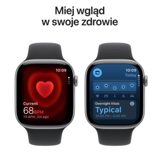 Watch Series 11 GPS+Cellular koperta 46 mm z aluminium w kolorze gwiezdnej szarości, pasek sportowy w kolorze czarnym - rozmiar M/L